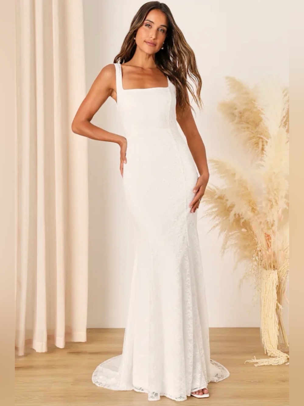 Lulu's White Lace Scoop-Back Wedding Gown - Picture 2 of 10